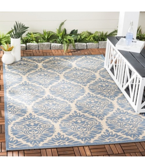 Safavieh Beach House BHS135 Cream / Blue 2'-2" X 4' Accent Area Rug