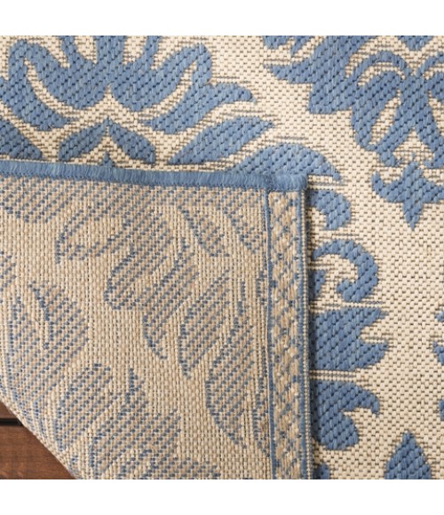 Safavieh Beach House BHS135 Cream / Blue 6'-7" X 6'-7" Square Area Rug