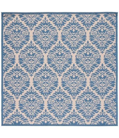 Safavieh Beach House BHS135 Cream / Blue 6'-7" X 6'-7" Square Area Rug