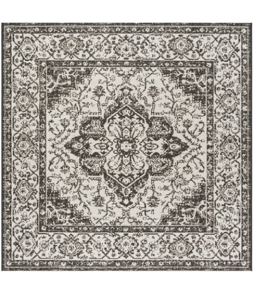 Safavieh Beach House BHS137 Light Grey / Charcoal 6'-7" X 6'-7" Square Area Rug