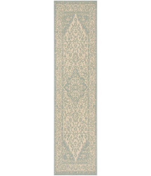 Safavieh Beach House BHS137 Cream / Aqua 2'-2" X 8' Runner Area Rug
