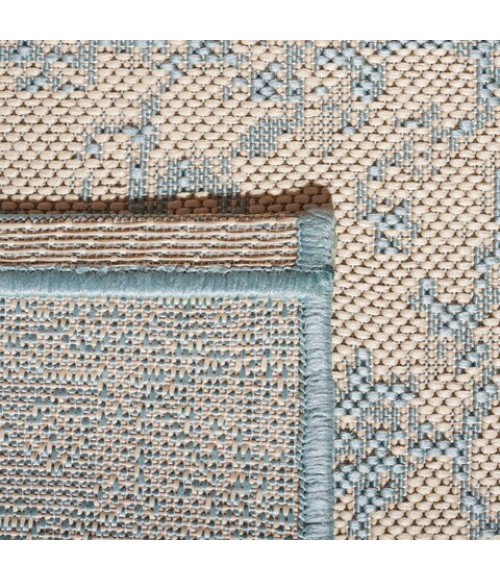 Safavieh Beach House BHS137 Cream / Aqua 2'-2" X 8' Runner Area Rug
