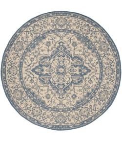 Safavieh Beach House BHS137 Cream / Blue 4' X 4' Round Area Rug