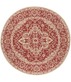 Safavieh Beach House BHS137 Red / Creme 4' X 4' Round Area Rug