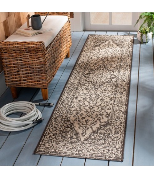 Safavieh Beach House BHS137 Creme / Brown 2'-2" X 8' Runner Area Rug