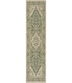 Safavieh Beach House BHS137 Green / Creme 2'-2" X 14' Runner Area Rug