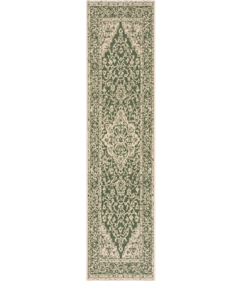 Safavieh Beach House BHS137 Green / Creme 2'-2" X 14' Runner Area Rug