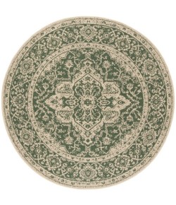 Safavieh Beach House BHS137 Green / Creme 4' X 4' Round Area Rug