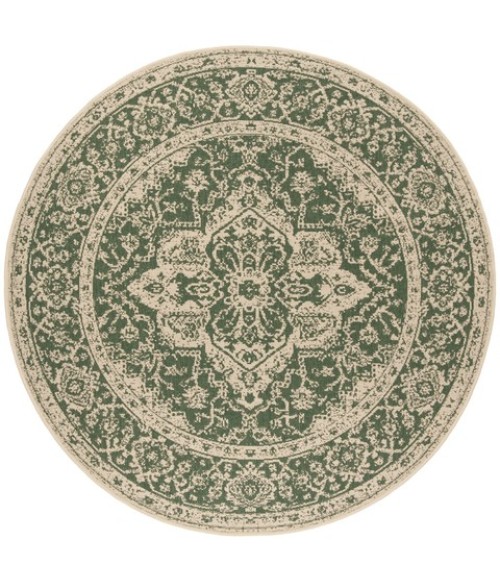 Safavieh Beach House BHS137 Green / Creme 8' X 8' Round Area Rug