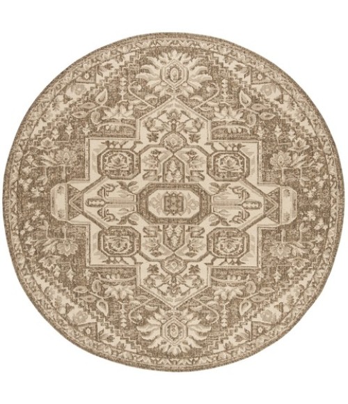 Safavieh Beach House BHS138 Cream / Beige 6'-7" X 6'-7" Round Area Rug
