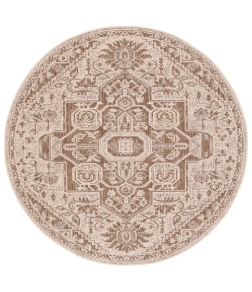 Safavieh Beach House BHS138 Beige / Cream 6'-7" X 6'-7" Round Area Rug