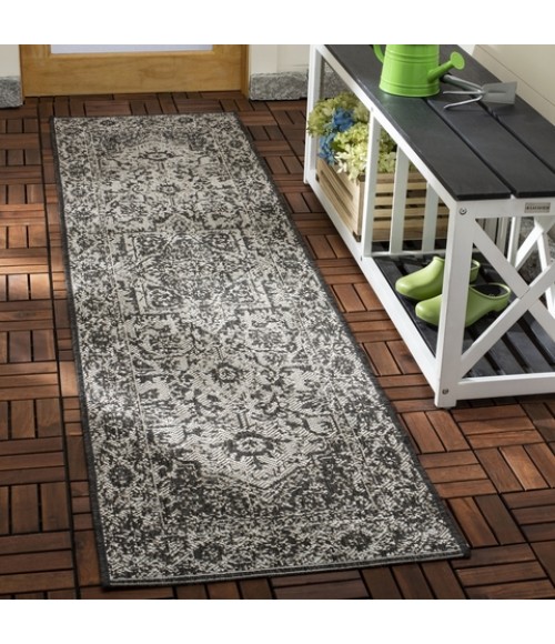 Safavieh Beach House BHS139 Light Grey / Charcoal 2'-2" X 12' Runner Area Rug