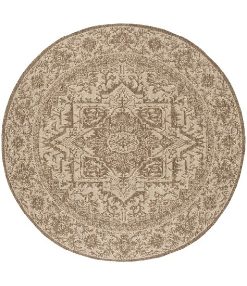 Safavieh Beach House BHS139 Cream / Beige 4' X 4' Round Area Rug
