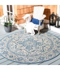 Safavieh Beach House BHS139 Cream / Blue 4' X 4' Round Area Rug