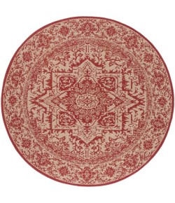 Safavieh Beach House BHS139 Red / Creme 4' X 4' Round Area Rug