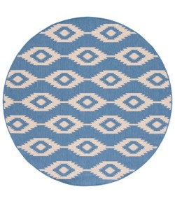 Safavieh Beach House BHS171 Cream / Blue 6'-7" X 6'-7" Round Area Rug