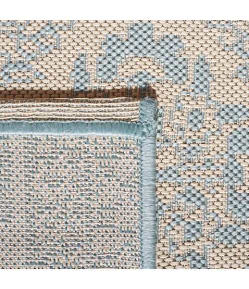 Safavieh Beach House BHS174 Aqua / Cream 2'-2" X 6' Runner Area Rug