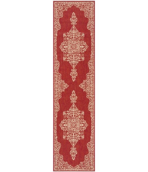 Safavieh Beach House BHS180 Red / Creme 2'-2" X 8' Runner Area Rug