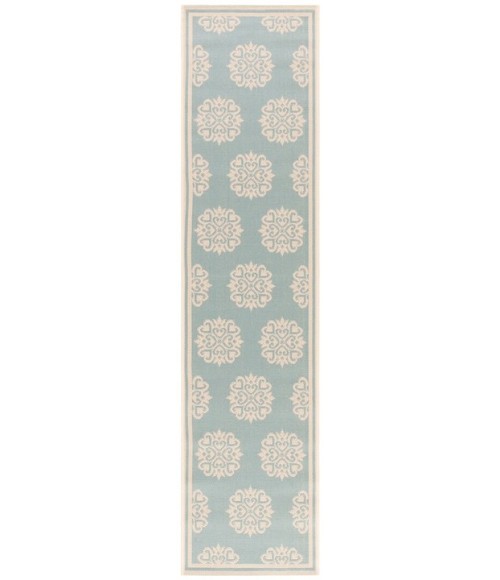 Safavieh Beach House BHS181 Aqua / Cream 2'-2" X 8' Runner Area Rug