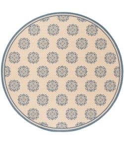 Safavieh Beach House BHS181 Blue / Creme 6'-7" X 6'-7" Round Area Rug