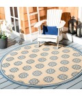Safavieh Beach House BHS181 Blue / Creme 6'-7" X 6'-7" Round Area Rug
