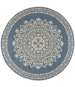 Safavieh Beach House BHS183 Cream / Blue 4' X 4' Round Area Rug