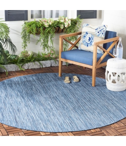 Safavieh Beach House BHS218 Blue 6'-7" X 6'-7" Round Area Rug