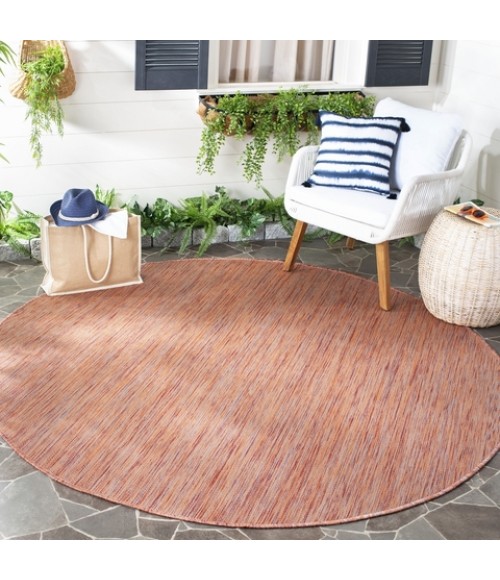 Safavieh Beach House BHS218 Rust 6'-7" X 6'-7" Round Area Rug