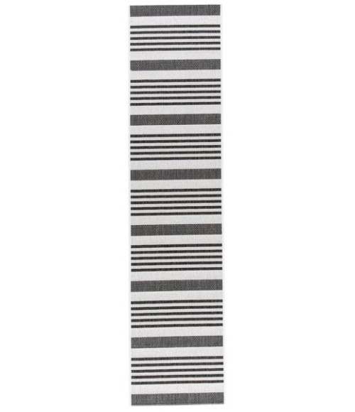 Safavieh Beach House BHS222 Light Grey / Charcoal 2'-2" X 6' Runner Area Rug