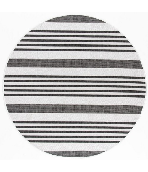 Safavieh Beach House BHS222 Light Grey / Charcoal 6'-7" X 6'-7" Round Area Rug