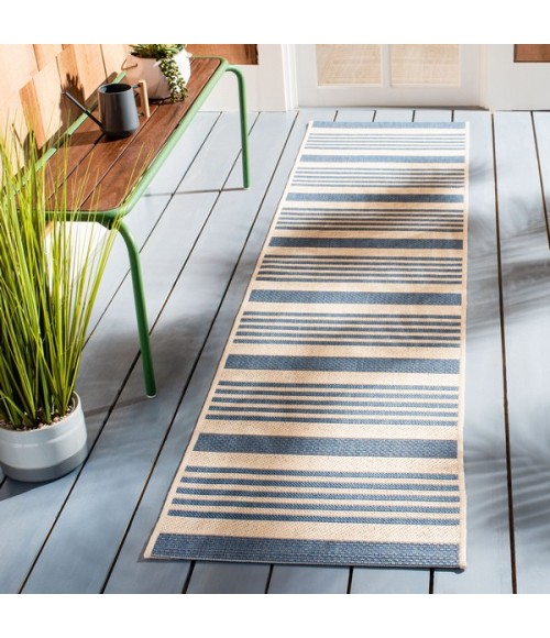 Safavieh Beach House BHS222 Beige / Blue 2'-2" X 6' Runner Area Rug