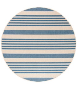 Safavieh Beach House BHS222 Beige / Blue 6'-7" X 6'-7" Round Area Rug