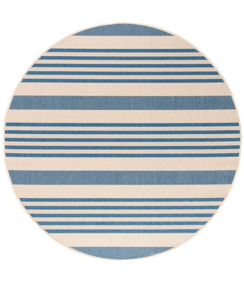 Safavieh Beach House BHS222 Beige / Blue 6'-7" X 6'-7" Round Area Rug