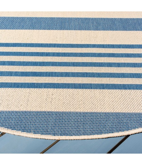Safavieh Beach House BHS222 Beige / Blue 6'-7" X 6'-7" Round Area Rug
