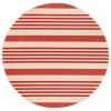 Safavieh Beach House BHS222 Beige / Red 6'-7" X 6'-7" Round Area Rug