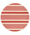 Safavieh Beach House BHS222 Beige / Red 6'-7" X 6'-7" Round Area Rug