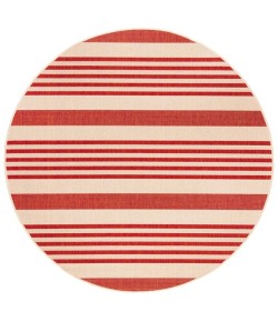 Safavieh Beach House BHS222 Beige / Red 6'-7" X 6'-7" Round Area Rug