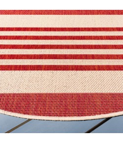 Safavieh Beach House BHS222 Beige / Red 6'-7" X 6'-7" Round Area Rug