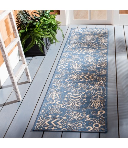 Safavieh Beach House BHS246 Blue / Beige 2'-2" X 8' Runner Area Rug