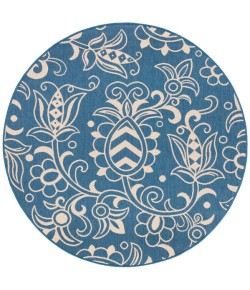 Safavieh Beach House BHS246 Blue / Beige 6'-7" X 6'-7" Round Area Rug