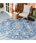 Safavieh Beach House BHS246 Blue / Beige 6'-7" X 6'-7" Round Area Rug