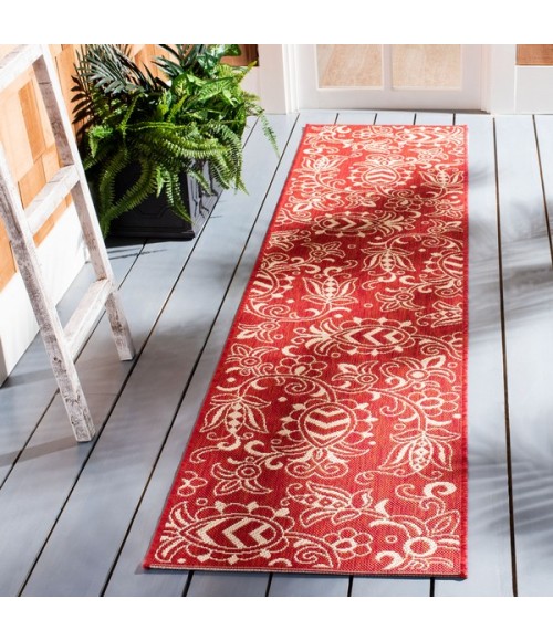 Safavieh Beach House BHS246 Red / Beige 2'-2" X 8' Runner Area Rug