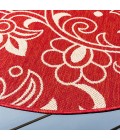 Safavieh Beach House BHS246 Red / Beige 6'-7" X 6'-7" Round Area Rug