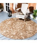 Safavieh Beach House BHS246 Brown / Beige 6'-7" X 6'-7" Round Area Rug