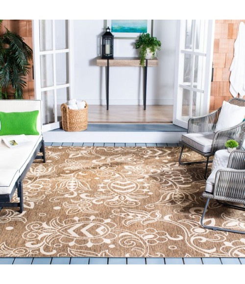 Safavieh Beach House BHS246 Brown / Beige 6'-7" X 6'-7" Square Area Rug