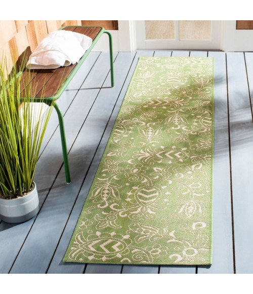 Safavieh Beach House BHS246 Green / Beige 2'-2" X 8' Runner Area Rug