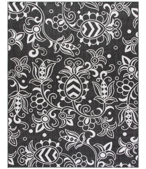 Safavieh Beach House BHS246 Black / Light Grey 6'-7" X 6'-7" Square Area Rug