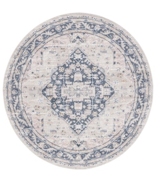 Safavieh Blair Washable BLR200 Beige / Navy 6'-7" X 6'-7" Round Area Rug