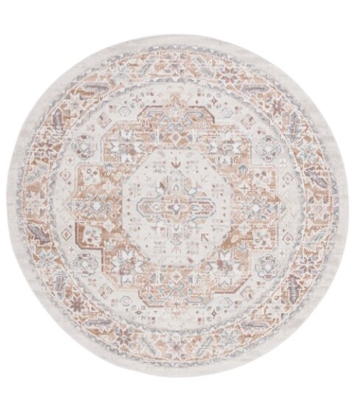 Safavieh Blair Washable BLR202 Beige / Rust 6'-7" X 6'-7" Round Area Rug