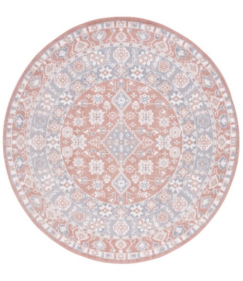 Safavieh Blair Washable BLR206 Rose / Grey 6'-7" X 6'-7" Round Area Rug